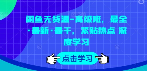 闲鱼无货源-高级班，最全·最新·最干，紧贴热点 深度学习网赚项目-副业赚钱-互联网创业-资源整合八方网创