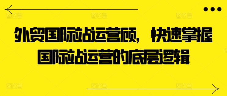 外贸国际站运营顾问，快速掌握国际站运营的底层逻辑网赚项目-副业赚钱-互联网创业-资源整合八方网创
