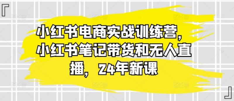 小红书电商实战训练营，小红书笔记带货和无人直播，24年新课网赚项目-副业赚钱-互联网创业-资源整合八方网创