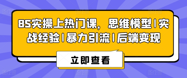 8S实操上热门课，思维模型|实战经验|暴力引流|后端变现网赚项目-副业赚钱-互联网创业-资源整合八方网创