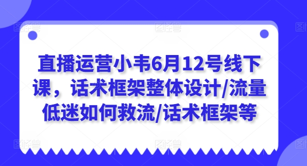 直播运营小韦6月12号线下课，话术框架整体设计/流量低迷如何救流/话术框架等网赚项目-副业赚钱-互联网创业-资源整合八方网创