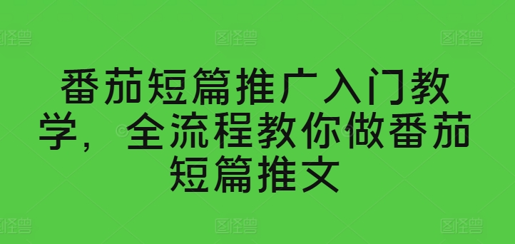 番茄短篇推广入门教学，全流程教你做番茄短篇推文网赚项目-副业赚钱-互联网创业-资源整合八方网创