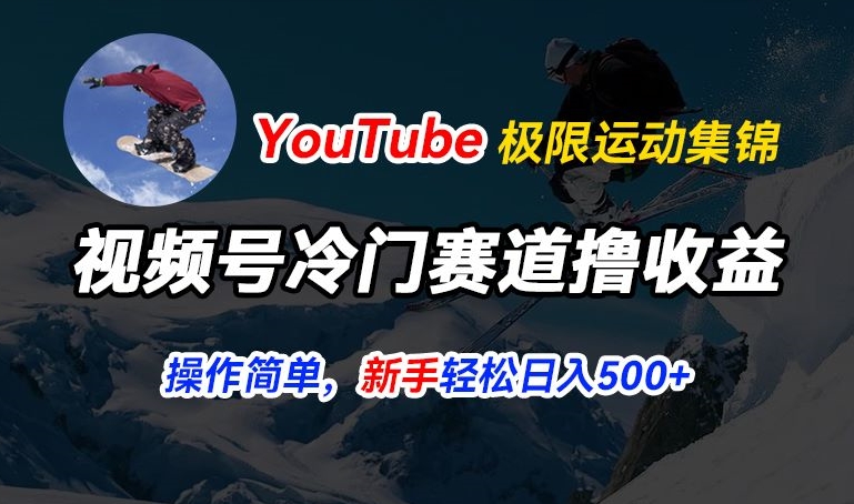 视频号冷门赛道撸收益，YouTube搬运极限运动集锦，暴力起号，操作简单流量高，轻松日入5张网赚项目-副业赚钱-互联网创业-资源整合八方网创