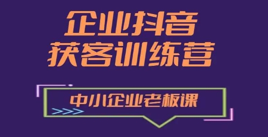 企业抖音营销获客增长训练营，中小企业老板必修课网赚项目-副业赚钱-互联网创业-资源整合八方网创