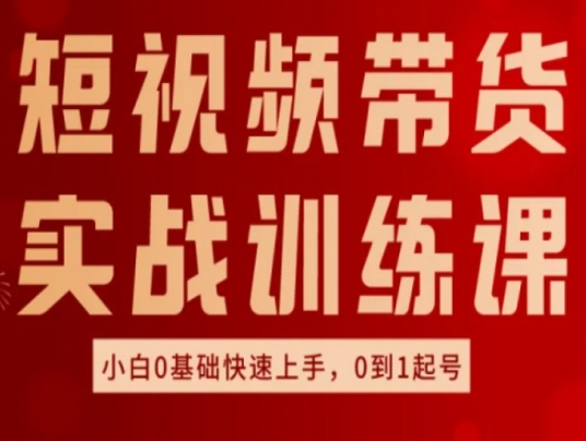短视频带货实战训练课，好物分享实操，小白0基础快速上手，0到1起号网赚项目-副业赚钱-互联网创业-资源整合八方网创
