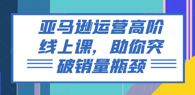 亚马逊运营高阶线上课，助你突破销量瓶颈网赚项目-副业赚钱-互联网创业-资源整合八方网创