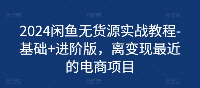 2024闲鱼无货源实战教程-基础+进阶版，离变现最近的电商项目网赚项目-副业赚钱-互联网创业-资源整合八方网创