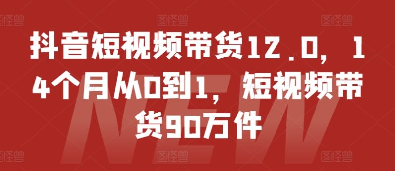抖音短视频带货12.0，14个月从0到1，短视频带货90万件网赚项目-副业赚钱-互联网创业-资源整合八方网创
