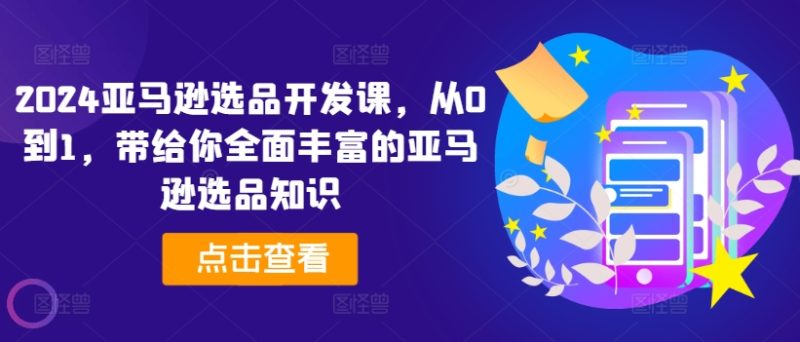 2024亚马逊选品开发课，从0到1，带给你全面丰富的亚马逊选品知识网赚项目-副业赚钱-互联网创业-资源整合八方网创