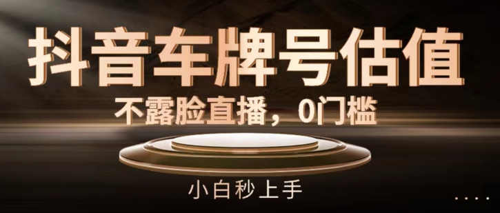 抖音车牌号估值，不露脸直播，0门槛，小白秒上手网赚项目-副业赚钱-互联网创业-资源整合八方网创