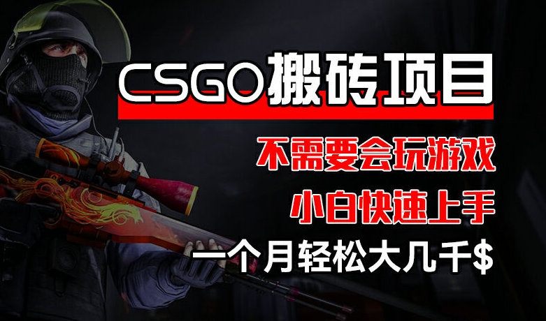 CSGO 装备搬砖项目，操作简单，不需要会玩游戏，小白也能快速上手，一个月轻松大几千网赚项目-副业赚钱-互联网创业-资源整合八方网创