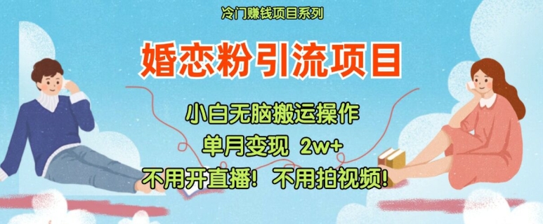 小红书婚恋粉引流，不用开直播，不用拍视频，不用做交付网赚项目-副业赚钱-互联网创业-资源整合八方网创