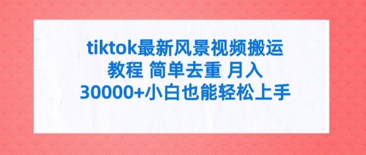 tiktok最新风景视频搬运教程 简单去重 月入3W+小白也能轻松上手网赚项目-副业赚钱-互联网创业-资源整合八方网创