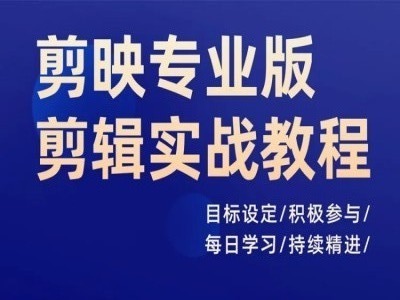 剪映专业版剪辑实战教程，目标设定/积极参与/每日学习/持续精进网赚项目-副业赚钱-互联网创业-资源整合八方网创