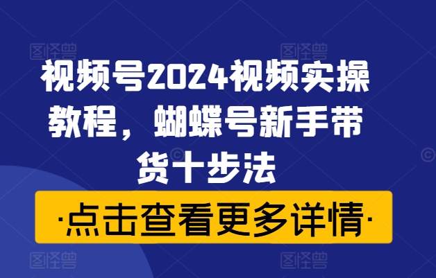 视频号2024视频实操教程，蝴蝶号新手带货十步法网赚项目-副业赚钱-互联网创业-资源整合八方网创