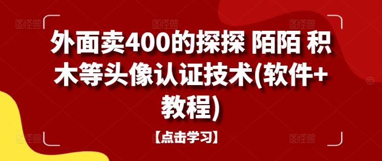 外面卖400的探探 陌陌 积木等头像认证技术(软件+教程)网赚项目-副业赚钱-互联网创业-资源整合八方网创