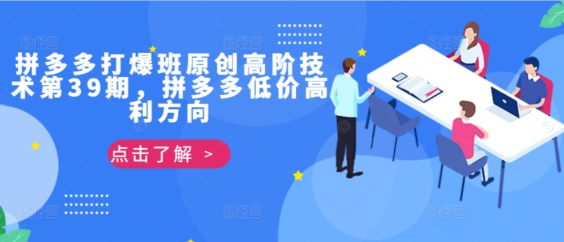 拼多多打爆班原创高阶技术第39期，拼多多低价高利方向网赚项目-副业赚钱-互联网创业-资源整合八方网创