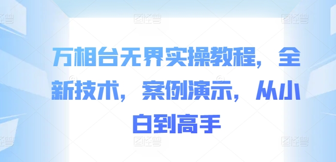 万相台无界实操教程，全新技术，案例演示，从小白到高手网赚项目-副业赚钱-互联网创业-资源整合八方网创