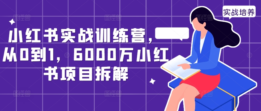 小红书实战训练营，从0到1，6000万小红书项目拆解网赚项目-副业赚钱-互联网创业-资源整合八方网创
