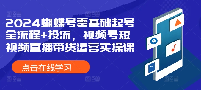 2024蝴蝶号零基础起号全流程+投流，视频号短视频直播带货运营实操课网赚项目-副业赚钱-互联网创业-资源整合八方网创