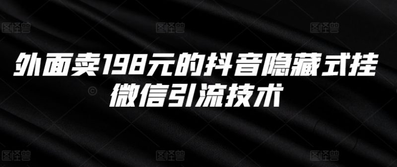 外面卖198元的抖音隐藏式挂微信引流技术网赚项目-副业赚钱-互联网创业-资源整合八方网创