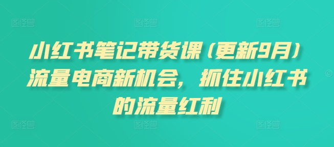 小红书笔记带货课(更新10月)流量电商新机会，抓住小红书的流量红利网赚项目-副业赚钱-互联网创业-资源整合八方网创
