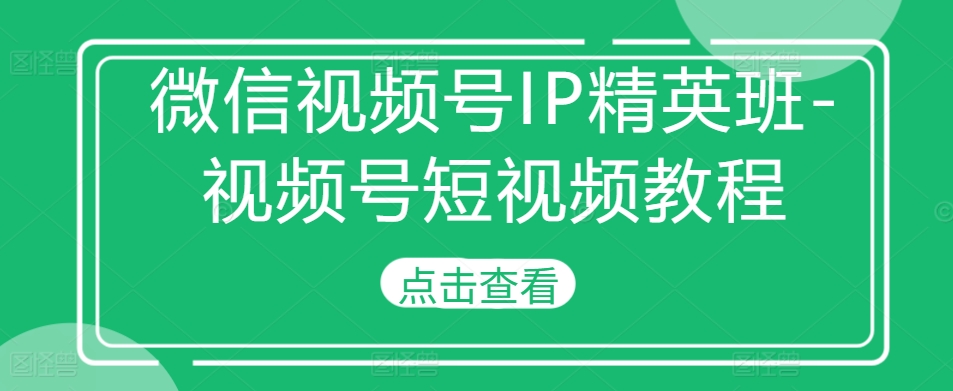 微信视频号IP精英班-视频号短视频教程网赚项目-副业赚钱-互联网创业-资源整合八方网创