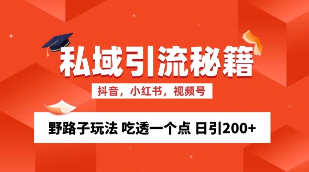 私域流量的精准化获客方法 野路子玩法 吃透一个点 日引200+ 网赚项目-副业赚钱-互联网创业-资源整合八方网创