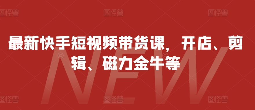 最新快手短视频带货课，开店、剪辑、磁力金牛等网赚项目-副业赚钱-互联网创业-资源整合八方网创