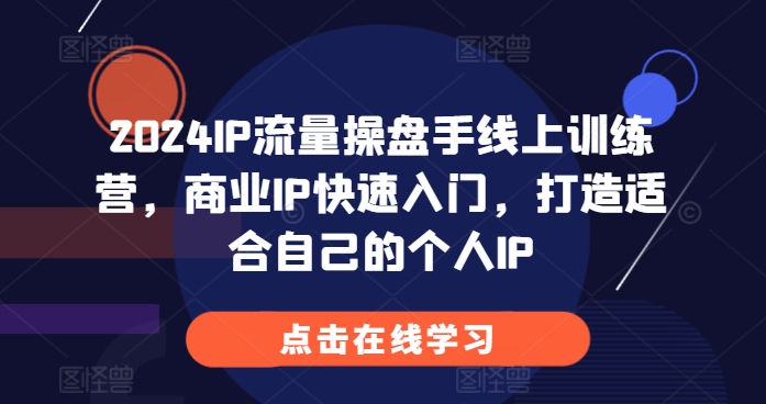 2024IP流量操盘手线上训练营，商业IP快速入门，打造适合自己的个人IP网赚项目-副业赚钱-互联网创业-资源整合八方网创