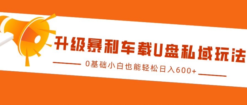 升级暴利车载U盘私域玩法，0基础小白也能轻松日入多张网赚项目-副业赚钱-互联网创业-资源整合八方网创