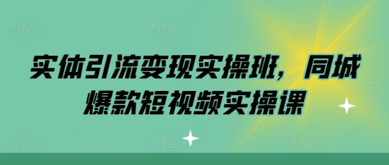 实体引流变现实操班，同城爆款短视频实操课网赚项目-副业赚钱-互联网创业-资源整合八方网创