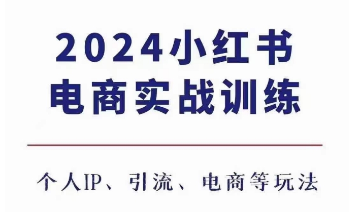 2024小红书电商3.0实战训练，包含个人IP、引流、电商等玩法网赚项目-副业赚钱-互联网创业-资源整合八方网创
