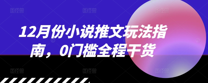 12月份小说推文玩法指南，0门槛全程干货网赚项目-副业赚钱-互联网创业-资源整合八方网创