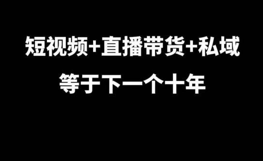 短视频+直播带货+私域等于下一个十年，大佬7年实战经验总结网赚项目-副业赚钱-互联网创业-资源整合八方网创