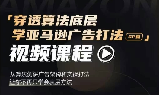 穿透算法底层，学亚马逊广告打法SP篇，从算法侧讲广告架构和实操打法，让你不再只学会表层方法网赚项目-副业赚钱-互联网创业-资源整合八方网创