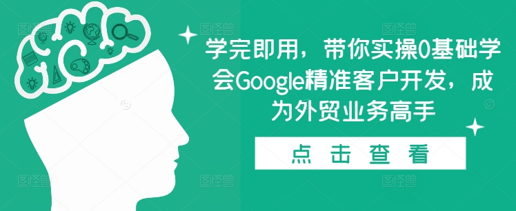 学完即用，带你实操0基础学会Google精准客户开发，成为外贸业务高手网赚项目-副业赚钱-互联网创业-资源整合八方网创