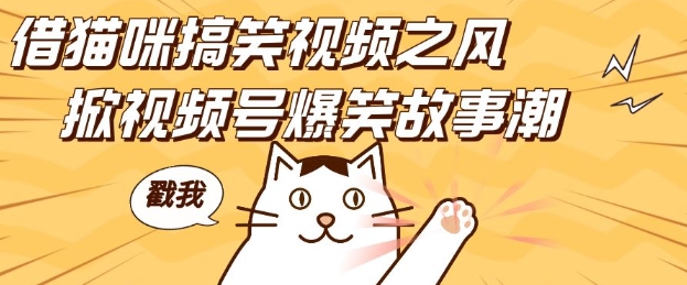 借猫咪搞笑视频之风，掀视频号爆笑故事潮，轻松日入四位数，无门槛快速入门!网赚项目-副业赚钱-互联网创业-资源整合八方网创
