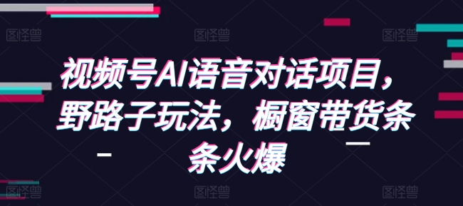 视频号AI语音对话项目，野路子玩法，橱窗带货条条火爆网赚项目-副业赚钱-互联网创业-资源整合八方网创