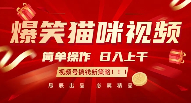 爆笑猫咪视频：简单操作，日入过K，视频号搞钱新策略网赚项目-副业赚钱-互联网创业-资源整合八方网创