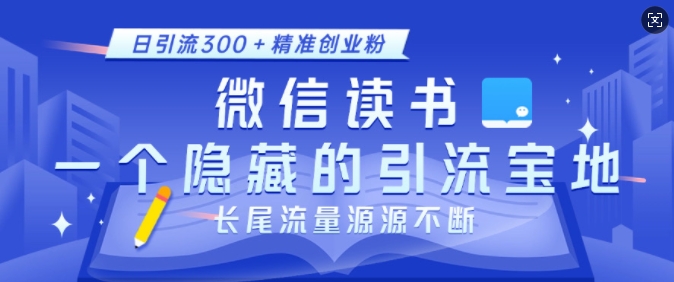 微信读书，一个隐藏的引流宝地，不为人知的小众打法，日引流300+精准创业粉，长尾流量源源不断网赚项目-副业赚钱-互联网创业-资源整合八方网创