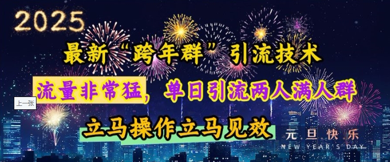 最新“跨年群”引流，流量非常猛，单日引流两人满人群，立马操作立马见效网赚项目-副业赚钱-互联网创业-资源整合八方网创