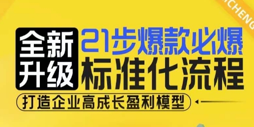 21步爆款必爆标准化流程，全新升级，打造企业高成长盈利模型网赚项目-副业赚钱-互联网创业-资源整合八方网创