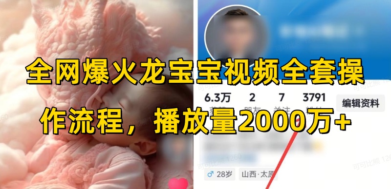 全网爆火龙宝宝视频全套操作流程，播放量2000万+网赚项目-副业赚钱-互联网创业-资源整合八方网创