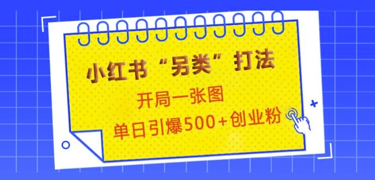 小红书“另类”打法，开局一张图，单日引爆500+精准创业粉网赚项目-副业赚钱-互联网创业-资源整合八方网创