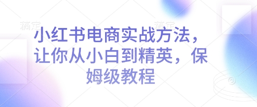 小红书电商实战方法，让你从小白到精英，保姆级教程网赚项目-副业赚钱-互联网创业-资源整合八方网创