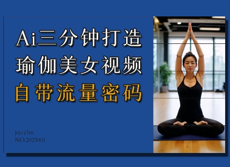 Ai3分钟打造瑜伽美女视频，自带流量密码网赚项目-副业赚钱-互联网创业-资源整合八方网创