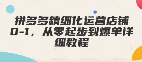 拼多多精细化运营店铺0-1，从零起步到爆单详细教程网赚项目-副业赚钱-互联网创业-资源整合八方网创