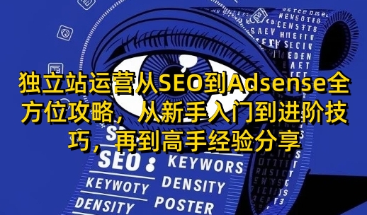 独立站运营从SEO到Adsense全方位攻略，从新手入门到进阶技巧，再到高手经验分享网赚项目-副业赚钱-互联网创业-资源整合八方网创