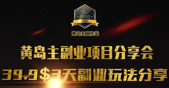 黄岛主副业分享会1期：3天3个副业玩法，速度上车网赚项目-副业赚钱-互联网创业-资源整合八方网创